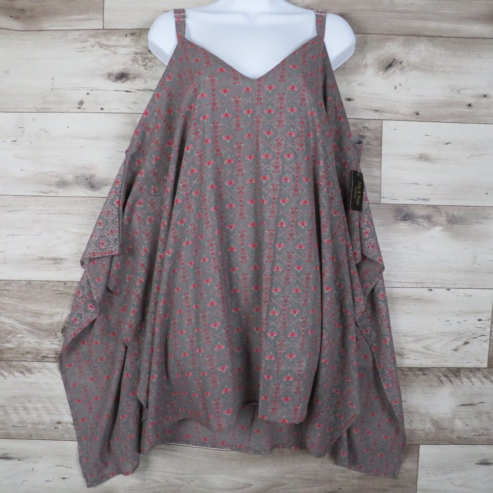 Ana & Rose*‎ Women's Spaghetti Adjustable Straps V- Neck Lined Sheer Blouse~ 1X
